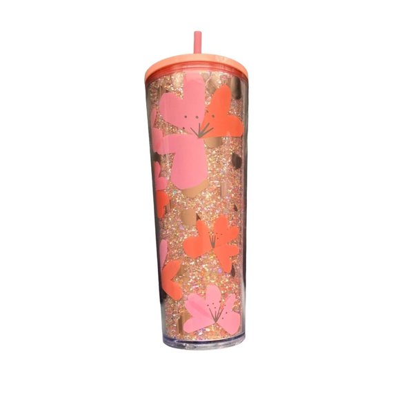 New Starbucks Pink Glitter Floral Cup 24 oz 2020 Valentines Day Tall Venti Mug w - Picture 2 of 5